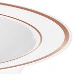 Visions 12 oz. White Plastic Bowl with Rose Gold / Copper Bands - 150/Case