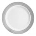 Visions 12 oz. White Plastic Bowl with Rose Gold / Copper Bands - 150/Case