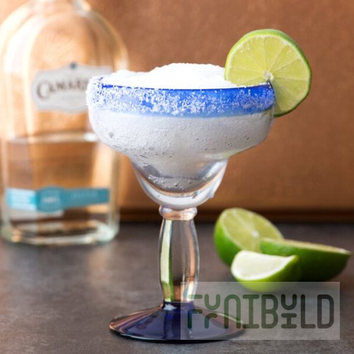 Libbey 92308 Aruba 12 oz. Customizable Margarita Glass with Cobalt Blue Rim and Base - 12/Case