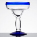 Libbey 92308 Aruba 12 oz. Customizable Margarita Glass with Cobalt Blue Rim and Base - 12/Case