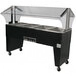 Advance Tabco B4-120-B-S Open Base Everyday Buffet Stainless Steel Four Pan Electric Hot Food Table with Stainless Steel Liners - Open Well - 120V