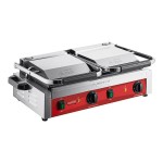 Avantco PG400S Commercial Dual Panini Sandwich Grill with Smooth Plates and 19 5/8 Avantco PG400S Commercial Dual Panini Sandwich Grill with Smooth Plates and 19 5/8