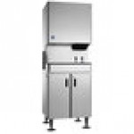 Hoshizaki DCM-500BAK-OS Opti-Serve Air-Cooled Hands-Free Cubelet Ice Maker and Water Dispenser with Floor Stand and Built-In Storage Bin - 597 lb., 115V