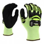 Cordova OGRE CRX-4 13 Gauge Dark Gray CRX Fiber Touchscreen Gloves with Black Sandy Nitrile Palm Coating and TPR Protectors - 2X