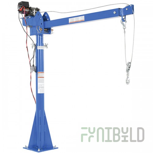 Vestil WTJ-20-4-DC 2,000 lb. Battery-Powered Jib Lift Crane with 360-Degree Swivel, 106 1/2