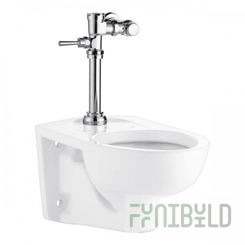 American Standard Afwall Millenium 2856016.020 Flushometer Toilet System with Wall-Mount Toilet and Manual Piston Flush Valve - 1.6 GPF