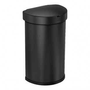 simplehuman ST2044 12 Gallon / 45 Liter Matte Black Stainless Steel Semi-Round Sensor Trash Can with Liner Pocket