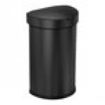 simplehuman ST2044 12 Gallon / 45 Liter Matte Black Stainless Steel Semi-Round Sensor Trash Can with Liner Pocket