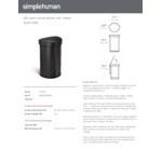 simplehuman ST2044 12 Gallon / 45 Liter Matte Black Stainless Steel Semi-Round Sensor Trash Can with Liner Pocket