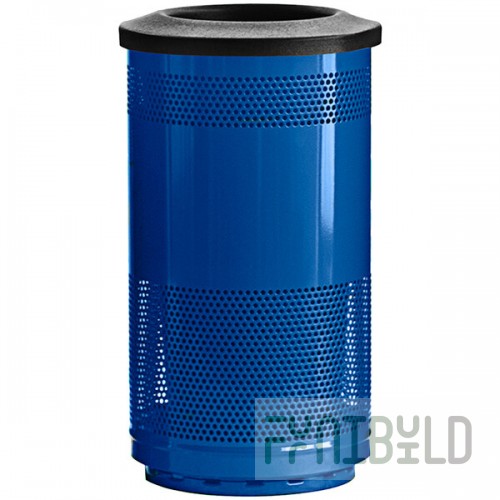 Witt Industries SC35P-01-FT Standard Series 35 Gallon Perforated Steel Outdoor Recycling Bin with Flat Top Lid