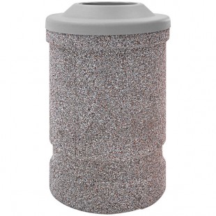 Wausau Tile TF1120 53 Gallon Concrete Round Trash Can with Plastic Pitch-In Top Wausau Tile TF1120 53 Gallon Concrete Round Trash Can with Plastic Pitch-In Top