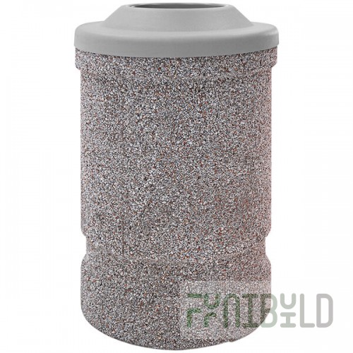 Wausau Tile TF1120 53 Gallon Concrete Round Trash Can with Plastic Pitch-In Top
