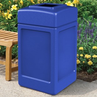 Commercial Zone 732104 PolyTec 42 Gallon Square Blue Trash Can