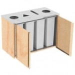 Lakeside 3418B Stainless Steel Rectangular Refuse (2) / Recycle / Paper Station with Top Access and Black Laminate Finish - 48 1/2
