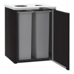 Lakeside 3418B Stainless Steel Rectangular Refuse (2) / Recycle / Paper Station with Top Access and Black Laminate Finish - 48 1/2