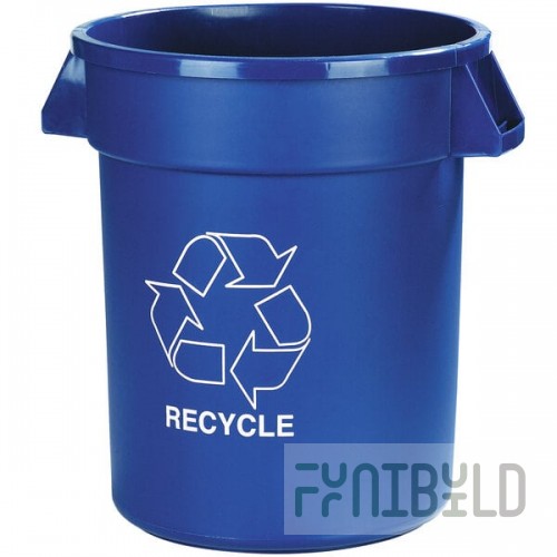 Carlisle 841032REC14 Bronco 32 Gallon Blue Round RECYCLE Trash Can