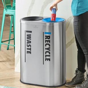 Lancaster Table & Seating 22 Gallon Stainless Steel Decorative Indoor Two-Stream Trash Can Lancaster Table & Seating 22 Gallon Stainless Steel Decorative Indoor Two-Stream Trash Can