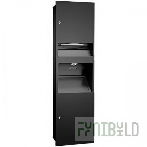 American Specialties, Inc. Simplicity 10-64672-41PC Matte Black Cabinet with Paper Towel Dispenser and 6.8 Gallon Trash Can for 3-in-1 Combination Units