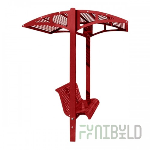 Paris Site Furnishings Shade Series 6' Wine Red Surface Mounted Park Bench with Canopy and Basket Weave Perforations 85 1/2