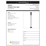Canarm Tayla Sand Black 1-Light Outdoor Light Post - 120V, 4W