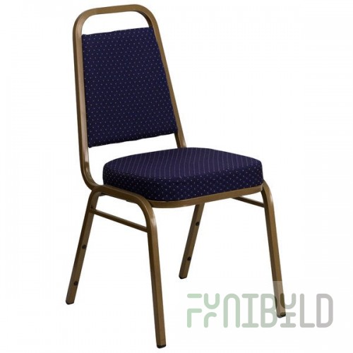 Flash Furniture FD-BHF-1-ALLGOLD-0849-NVY-GG Hercules Navy Blue Pattern Fabric Trapezoidal Back Stackable Banquet Chair with Gold Frame