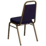 Flash Furniture FD-BHF-1-ALLGOLD-0849-NVY-GG Hercules Navy Blue Pattern Fabric Trapezoidal Back Stackable Banquet Chair with Gold Frame
