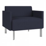 Lesro Luxe Lounge Series Open House Navy Fabric 3-Seat Sofa with Steel Legs Lesro Luxe Lounge Series Open House Navy Fabric 3-Seat Sofa with Steel Legs