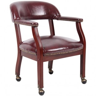 Boss B9545-BY Burgundy Vinyl Captain's Chair with Casters Boss B9545-BY Burgundy Vinyl Captain's Chair with Casters