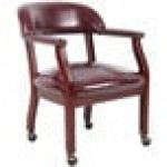 Boss B9545-BY Burgundy Vinyl Captain's Chair with Casters
