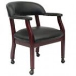 Boss B9545-BY Burgundy Vinyl Captain's Chair with Casters