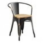 Lancaster Table & Seating Alloy Distressed Copper Indoor Arm Chair with Natural Wood Seat Lancaster Table & Seating Alloy Distressed Copper Indoor Arm Chair with Natural Wood Seat