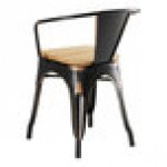 Lancaster Table & Seating Alloy Distressed Copper Indoor Arm Chair with Natural Wood Seat Lancaster Table & Seating Alloy Distressed Copper Indoor Arm Chair with Natural Wood Seat