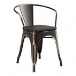 Lancaster Table & Seating Alloy Distressed Copper Indoor Arm Chair with Natural Wood Seat Lancaster Table & Seating Alloy Distressed Copper Indoor Arm Chair with Natural Wood Seat