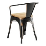 Lancaster Table & Seating Alloy Distressed Copper Indoor Arm Chair with Natural Wood Seat Lancaster Table & Seating Alloy Distressed Copper Indoor Arm Chair with Natural Wood Seat