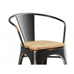 Lancaster Table & Seating Alloy Distressed Copper Indoor Arm Chair with Natural Wood Seat Lancaster Table & Seating Alloy Distressed Copper Indoor Arm Chair with Natural Wood Seat