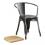 Lancaster Table & Seating Alloy Distressed Copper Indoor Arm Chair with Natural Wood Seat Lancaster Table & Seating Alloy Distressed Copper Indoor Arm Chair with Natural Wood Seat