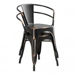 Lancaster Table & Seating Alloy Distressed Copper Indoor Arm Chair with Natural Wood Seat Lancaster Table & Seating Alloy Distressed Copper Indoor Arm Chair with Natural Wood Seat