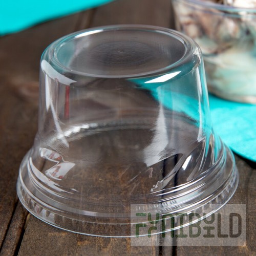 Fabri-Kal Indulge DLDE16/24TNH Clear Tall Dome PET Lid for 5 oz., 8 oz., and 12 oz. Sundae Cups - No Hole - 112/Pack