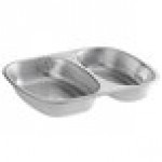 Choice Heavy Duty Smoothwall 2-Compartment Silver Oblong Foil Take-Out Pan with Dome Lid 29 oz. - 100/Case Choice Heavy Duty Smoothwall 2-Compartment Silver Oblong Foil Take-Out Pan with Dome Lid 29 oz. - 100/Case