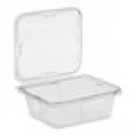 Inline Plastics Safe-T-Fresh 64 oz. Tamper-Resistant, Tamper-Evident Rectangular Hinged Container with Flat Lid - 150/Case
