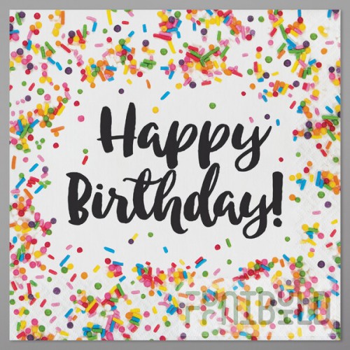 Creative Converting 324664 Happy Birthday Sprinkles 2-Ply Luncheon Napkins - 192/Case
