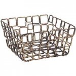 Front of the House Coppered Link 4-Compartment Rectangular Hand-Painted Fused Iron Condiment Caddy with Card Holder
