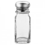 Vollrath 313-02 Traex® Dripcut® 3 oz. Polycarbonate Salt and Pepper Shaker with Red Plastic Top - 72/Case