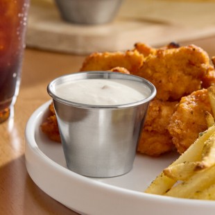 American Metalcraft 2.5 oz. Round Smooth Stainless Steel Sauce Cup - 12/Case American Metalcraft 2.5 oz. Round Smooth Stainless Steel Sauce Cup - 12/Case