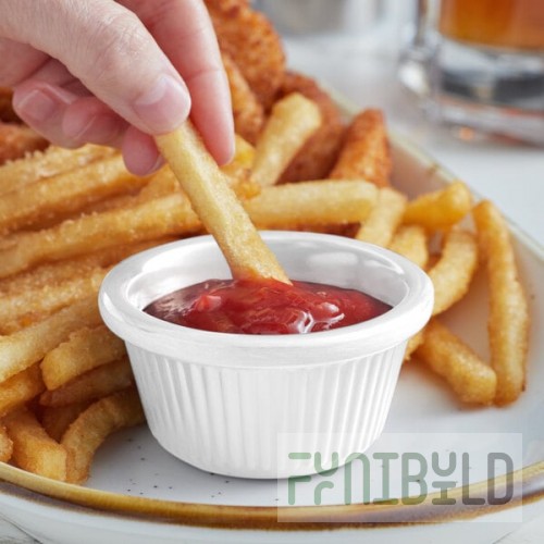 Acopa 2 oz. White Fluted Melamine Ramekin - 12/Case