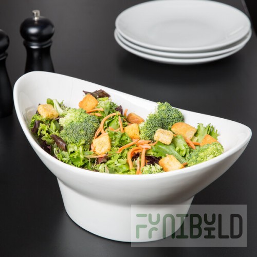 10 Strawberry Street WTR-13FTDOVLBWL Whittier 68 oz. White Porcelain Oval Bowl - 6/Case
