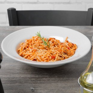 Tuxton FPD-106 Pacifica 43 oz. Bright White Embossed China Pasta Bowl - 12/Case