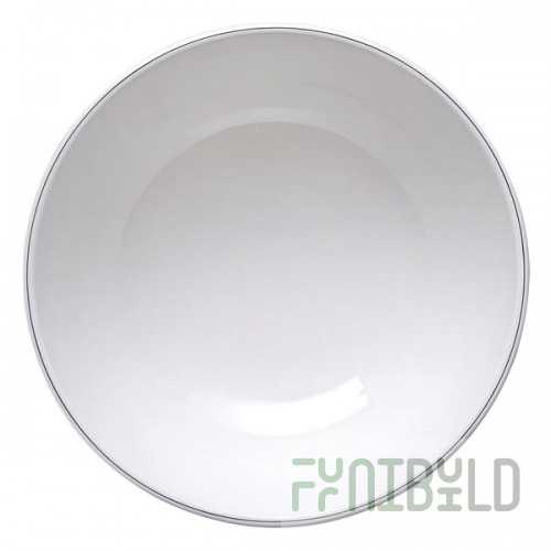 Elite Global Solutions KD507L Viva 30 oz. White Round Bowl with Black Trim - 6/Case