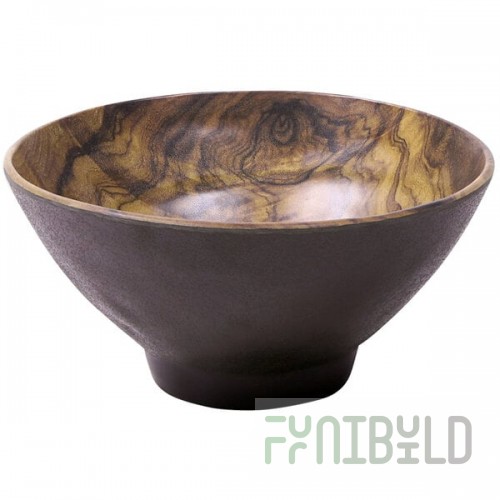 Elite Global Solutions D73RB-SEQ Sequoia 37 oz. Round Wood Grain Melamine Bowl - 6/Case
