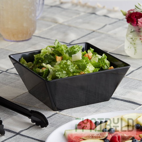 Acopa Rittenhouse 112 oz. Square Black Melamine Bowl - 12/Case